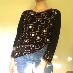 Funky unique abstract embroidered vintage sweater